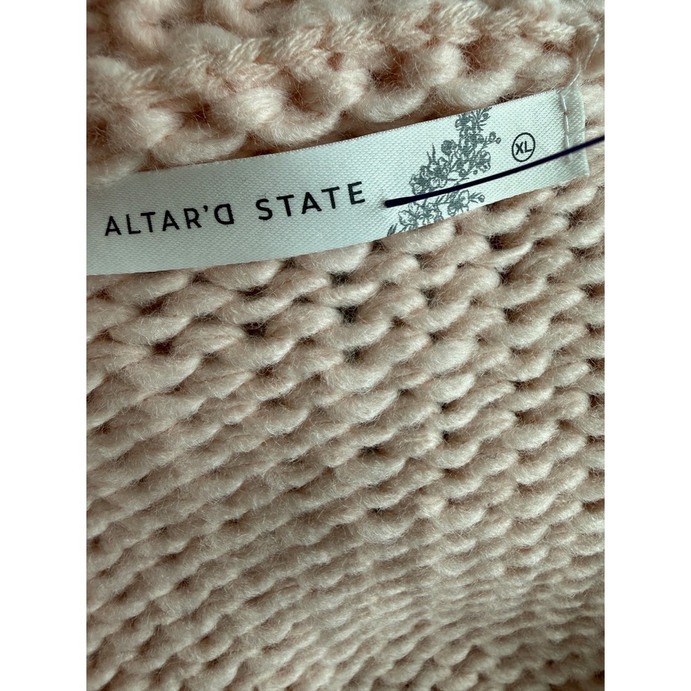 Altar'd State Daisy Flower Chunky Knit Open Front Cardigan Pink XL Coquette - Picture 8 of 10